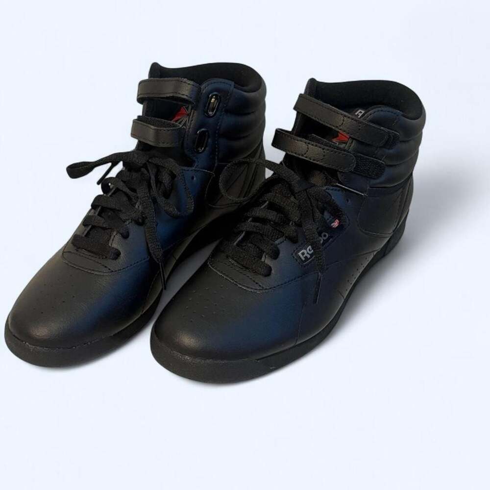 Reebok Freestyle Hi Black Leather High Top Sneakers